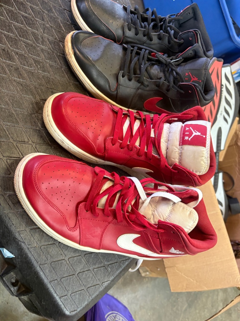 Nike Red and White High-Top Basketball Sneakers